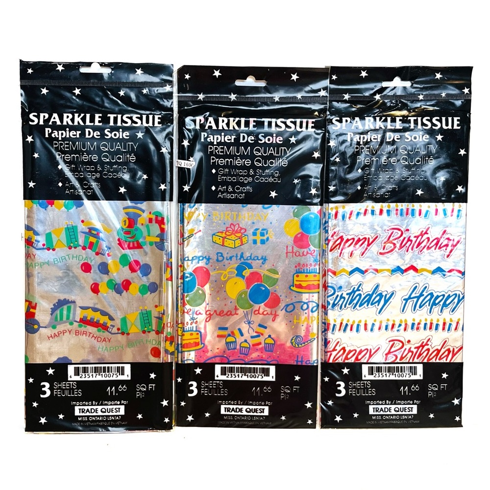 Vintage Shiny Silver Gift Wrap Sparkle Tissue Paper Foil Happy Birthday Party